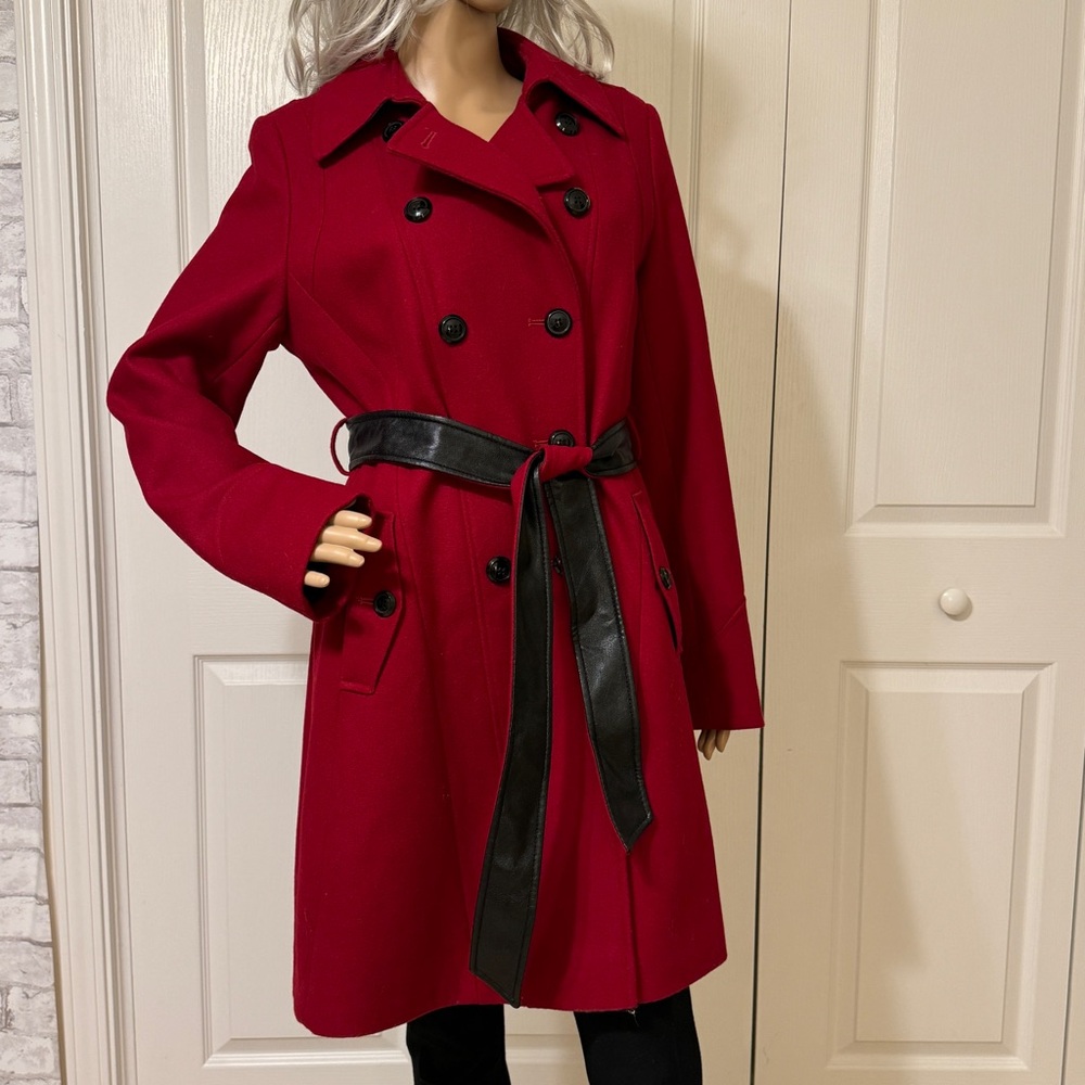 ANA Wool Red Double Breasted Jacket Coat Sz Medium - Picture 13 of 16